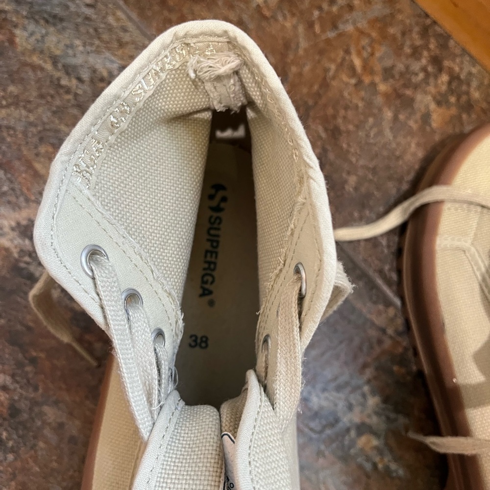 SUPERGA Alpina S21253W tan high top canvas utilitarian  sneaker tennis shoe. 38 - Picture 10 of 11
